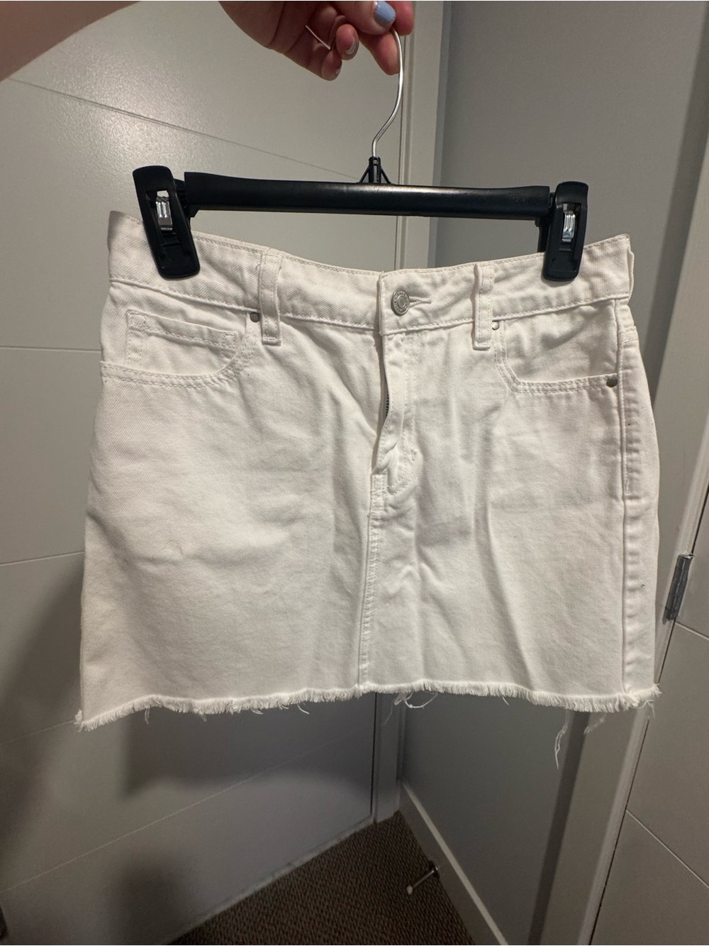 PacSun White Denim Mini Skirt with Raw Hem